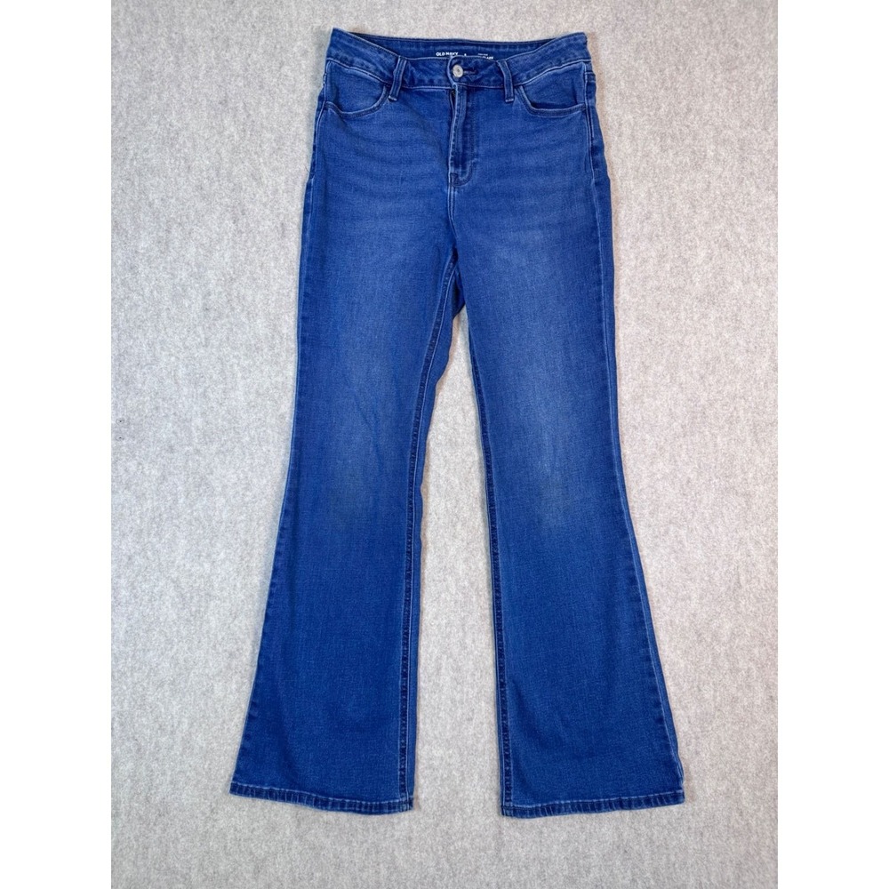 Old Navy Wow Flare Jeans Womens 6 High Rise Blue Medium Wash Stretch Denim Flare
